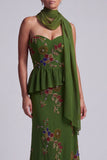 Olive Long Floral Mermaid Strapless Beaded Mother of the Bride Dress with Ruffles