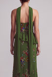 Olive Long Floral Mermaid Strapless Beaded Mother of the Bride Dress with Ruffles