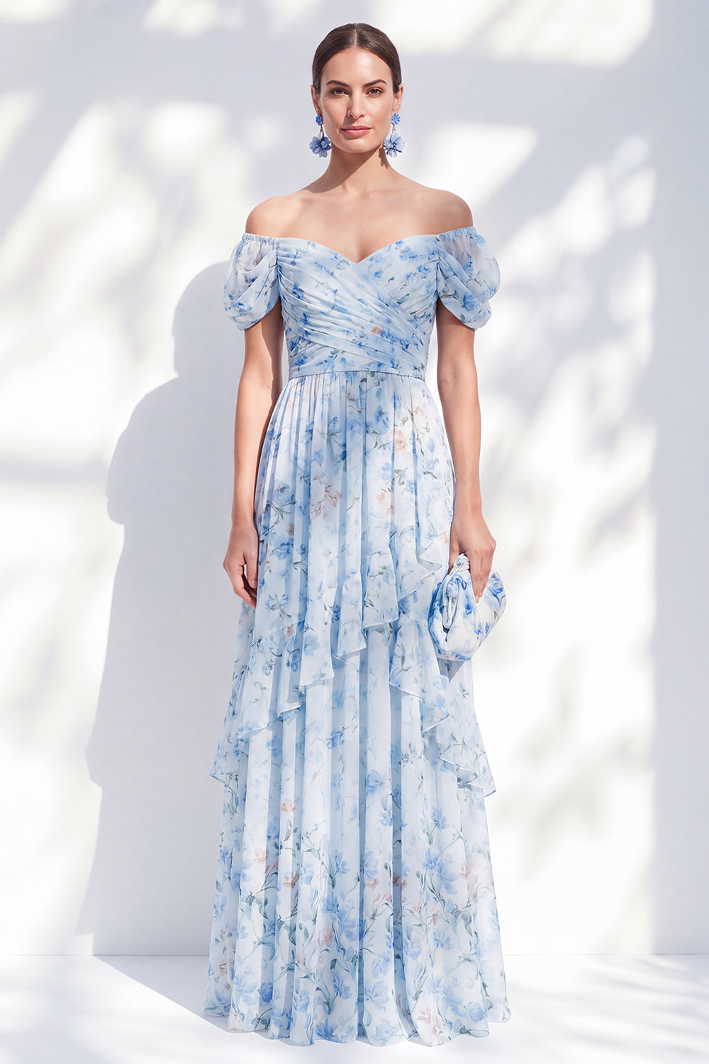 Zapaka Women Blue A-Line Mother Of the Bride Dress Off the Shoulder ...