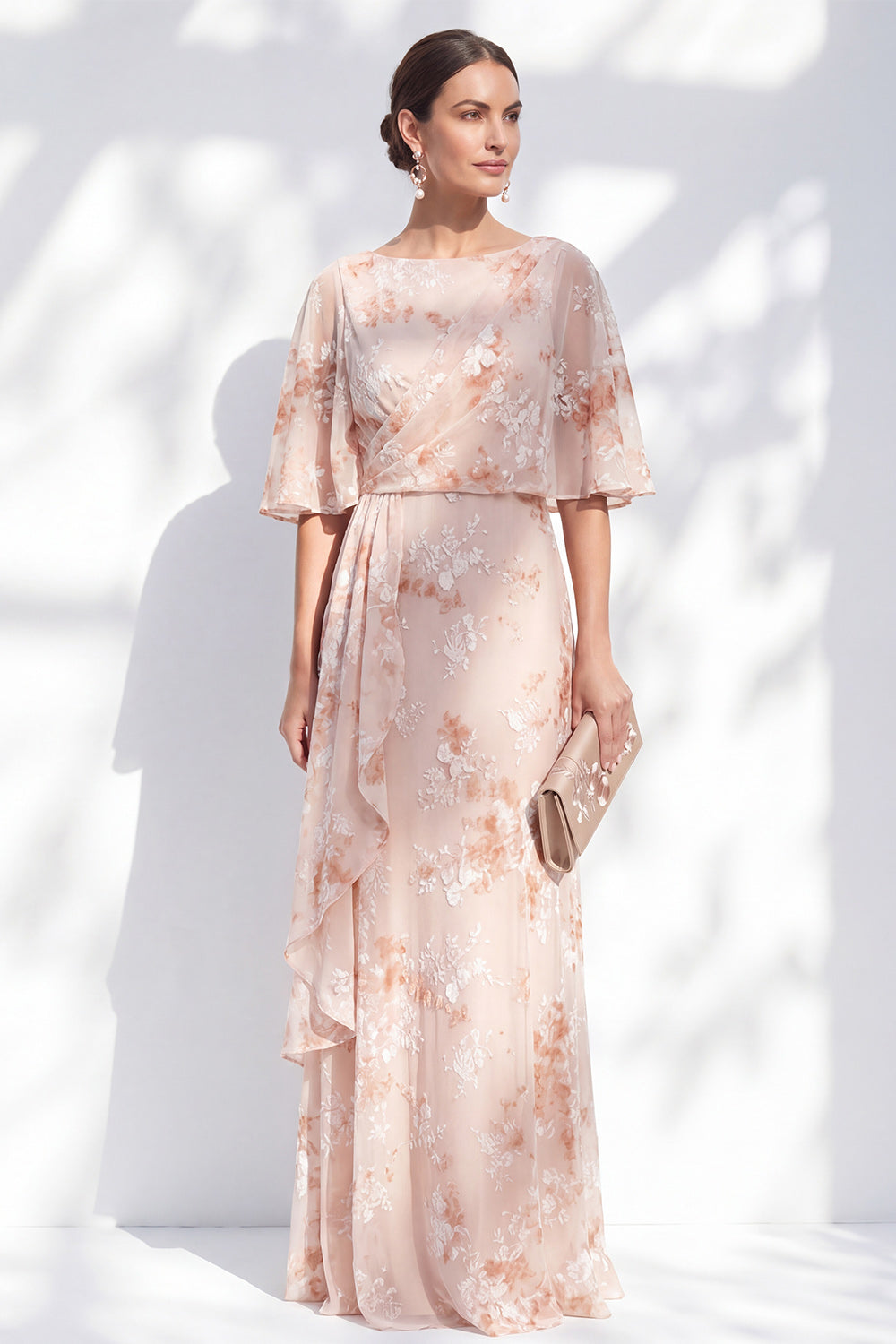 mother of the bride champagne dress Advanced Sheath Long Sleeve Knee Length Formal Dresses Size 14 Stella Couture 22365