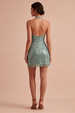 Sparkly Light Green Halter Neck Tight Mini Sequins Cocktail Dress