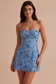 Sparkly Sky Blue Sweetheart Bodycon Sequins Homecoming Dress