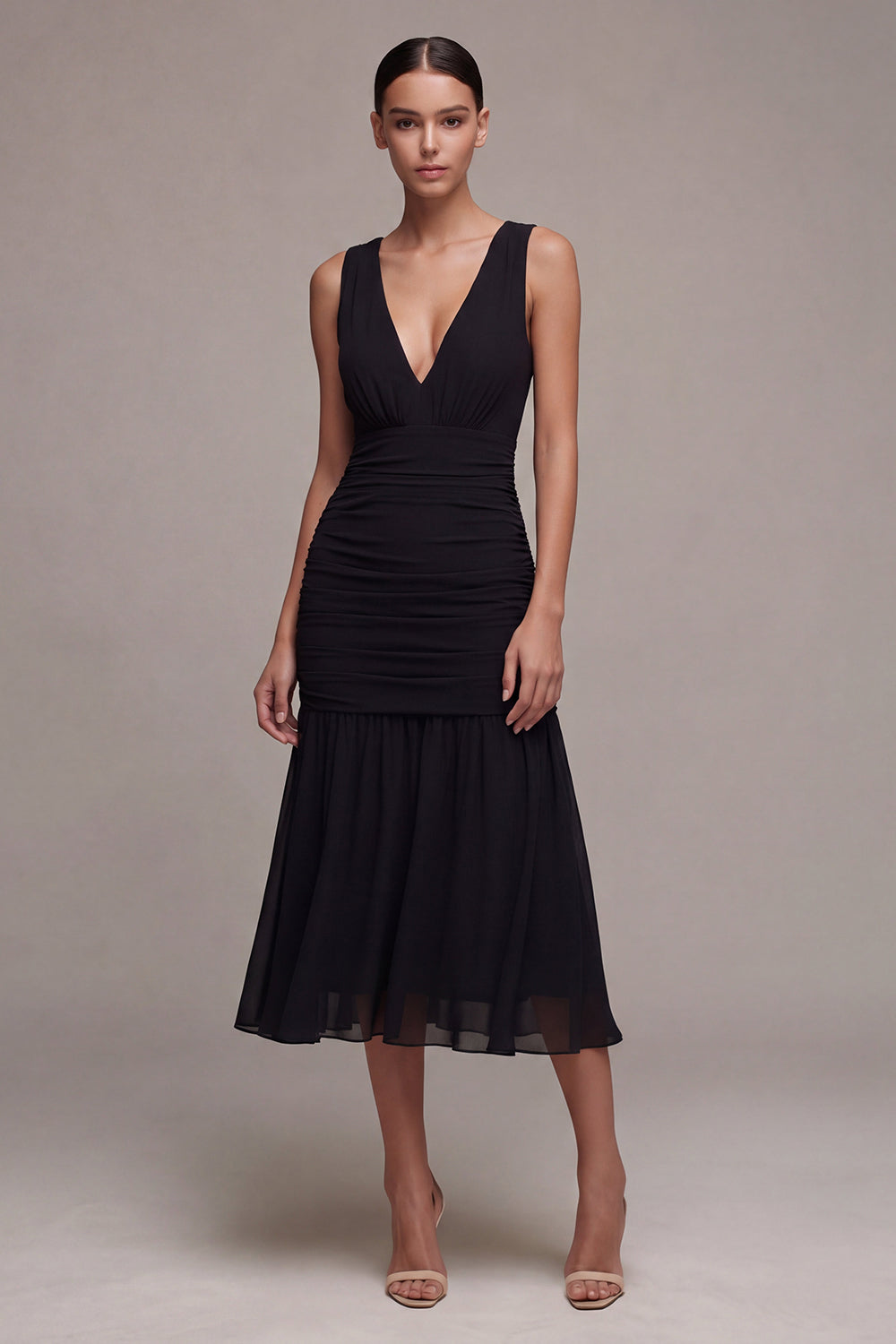 Zapaka Women Long Chiffon Black Tie Dress V-Neck Backless A Line Formal Dress, Black / US8 Zapaka Women Long Chiffon Black Tie Dress V-Neck Backless A Line Formal Dress, Black / US8