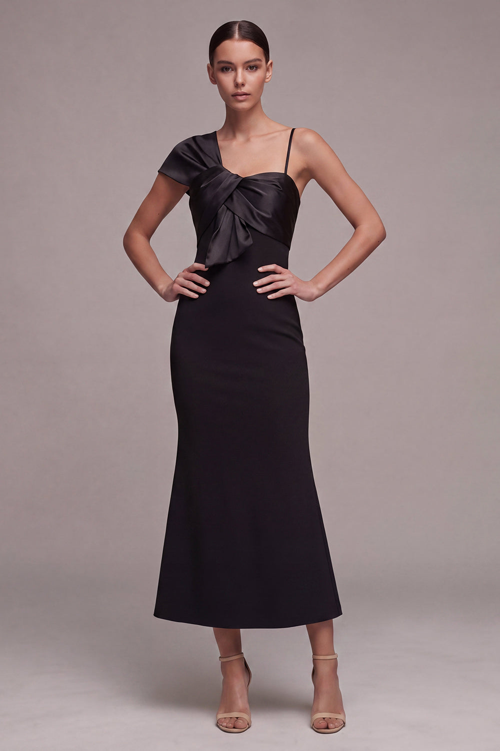 Zapaka Women Long Satin Black Tie Dress with Bow Spaghetti Straps Mermaid Formal Dress, Black / US16 Zapaka Women Long Satin Black Tie Dress with Bow Spaghetti Straps Mermaid Formal Dress, Black / US16