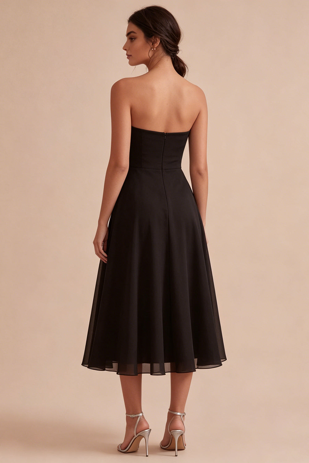 chiffon black tie dress Lady Black Tie - Isabella Gown - Strapless Chiffon Dress With Scarf