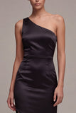 Black One Shoulder Mermaid Long Formal Dress with Slit