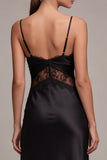Black Mermaid Spaghetti Straps Midi Formal Dress with Lace