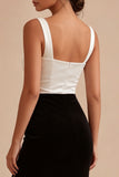 Mermaid Black and White Colorblock Square Neck Formal Dress with Slit