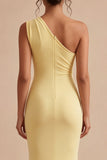 One Shoulder Daffodil Mermaid Formal Dress