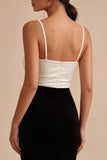 Mermaid Black and White Spaghetti Straps Formal Dress with Slit