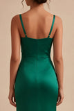 Dark Green Thick Straps Ruched Long Mermaid Formal Dress