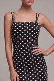 Black and White Mermaid Spaghetti Straps Midi Polka Dots Dress