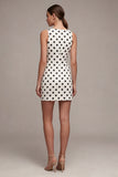 White Black Dots Bateau Neck Bodycon Graduation Dress
