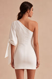 White One Shoulder Tight Short Graduation Dress