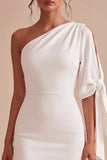 White One Shoulder Tight Short Graduation Dress