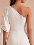 White One Shoulder Tight Short Graduation Dress