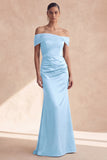 Off The Shoulder Olive Mermaid Ruched Bridesmaid Dress