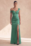 Off the Shoulder Burgundy Mermaid Formal Dress with Slit