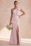 One Shoulder Floral Sage Mermaid Bridesmaid Dress