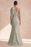 One Shoulder Floral Sage Mermaid Bridesmaid Dress
