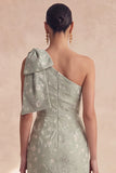 One Shoulder Floral Sage Mermaid Bridesmaid Dress