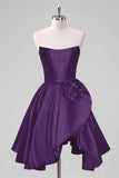 A-Line Red Strapless Corset Floral Homecoming Dress