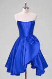 A-Line Red Strapless Corset Floral Homecoming Dress