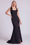 Champagne Mermaid Square Neck 3D Flowers Long Formal Dress with Slit