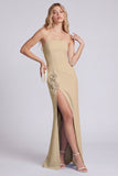 Black Strapless Mermaid Floral Long Formal Dress with Slit
