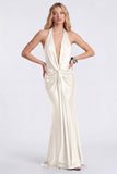 Cabernet Halter Neck Ruched Mermaid Long Formal Dress