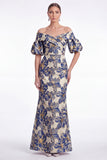 Off the Shoulder Mermaid Pink Flower Jacquard Long Mother Of the Bride Dress