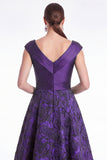 Plum Flower Jacquard A-Line V-Neck Long Mother Of the Bride Dress