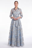 Champagne A-Line Jacquard Long Mother Of the Bride Dress with Belt