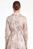 Champagne A-Line Jacquard Long Mother Of the Bride Dress with Belt