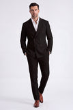 Beige 2 Piece Double Breasted Peak Lapel Men's Suits
