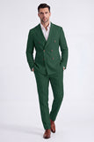 Beige Peak Lapel Double Breasted 2 Piece Men's Suits