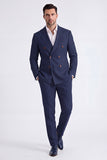 Beige Peak Lapel Double Breasted 2 Piece Men's Suits