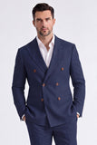 Beige 2 Piece Double Breasted Peak Lapel Men's Suits