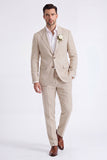 Light Khaki 2 Piece Peak Lapel Single Breasted Men Formal Suits