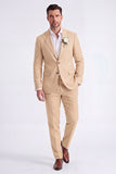 Light Khaki 2 Piece Peak Lapel Single Breasted Men Formal Suits