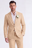 Light Khaki 2 Piece Peak Lapel Single Breasted Men Formal Suits