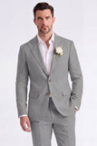 Light Khaki 2 Piece Peak Lapel Single Breasted Men Formal Suits