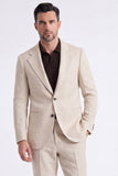Light Khaki 2 Piece Notched Lapel Single Breasted Men Formal Suits