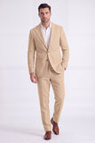 Light Khaki 2 Piece Notched Lapel Single Breasted Men Formal Suits