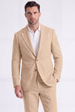 Light Khaki 2 Piece Notched Lapel Single Breasted Men Formal Suits