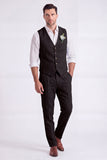 Light Khaki 2 Piece V-Neck Single Breasted Men Formal Suits