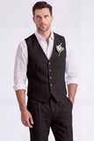 Light Khaki 2 Piece V-Neck Single Breasted Men Formal Suits