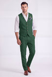 Light Khaki 2 Piece V-Neck Single Breasted Men Formal Suits