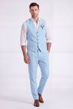 Light Khaki 2 Piece V-Neck Single Breasted Men Formal Suits