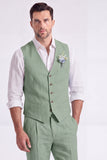 Light Khaki 2 Piece V-Neck Single Breasted Men Formal Suits